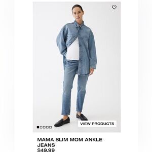NWT H&M Mama Mom Slim Ankle Jeans Size Medium Light Denim Blue